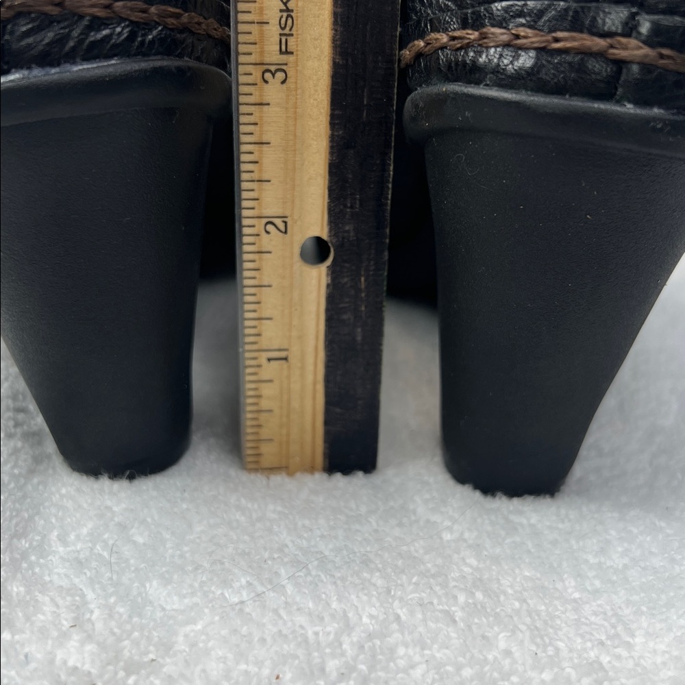 Naturalizer Black Leather Slip-On Mules with Silver Buckle - Picture 7 of 10